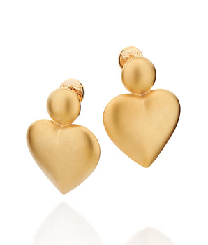 GOLD VINTAGE HEART DANGLY EARRINGS