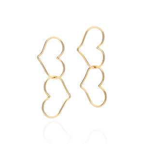 GOLD DOUBLE HEART EARRINGS