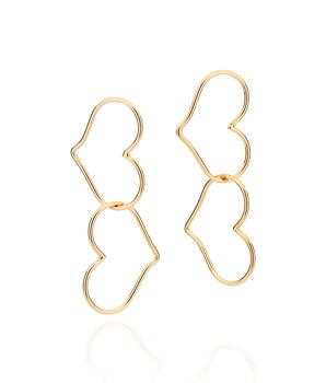 GOLD DOUBLE HEART EARRINGS