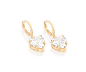 GOLD STUDDED HEART HUGGIE EARRINGS