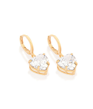 GOLD STUDDED HEART HUGGIE EARRINGS