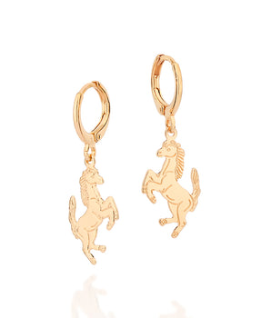 GOLD HORSE HUGGIE EARRINGS