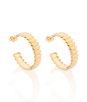 GOLD WAVED THICK HOOP EARRINGS