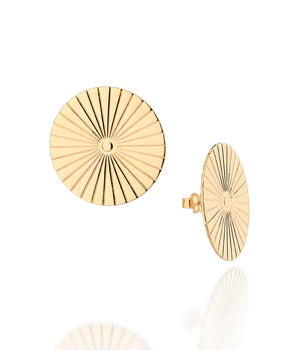 GOLD MORNING SUN BUTTON EARRINGS