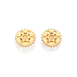 GOLD mensS GEAR STUD EARRINGS