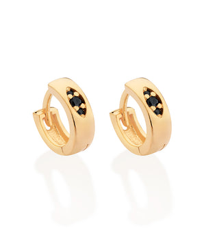 GOLD MEN'S ONYX HUGGIE EARRINGS