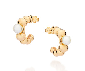 GOLD PEARLED WAY HOOP EARRINGS
