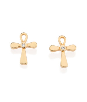 GOLD CROSS STUD EARRINGS