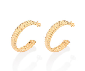 GOLD TEXTURED HOOP EARRINGS