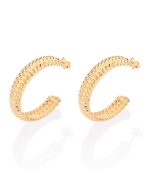 GOLD TEXTURED HOOP EARRINGS