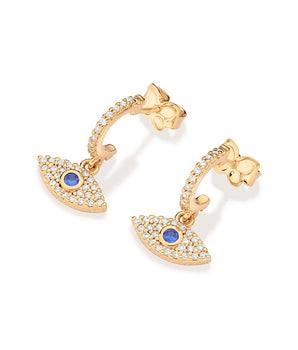 GOLD GREEK EYE HUGGIE EARRINGS