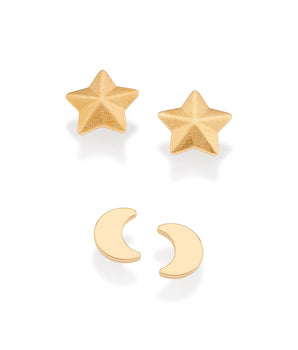 GOLD STAR AND MOON STUD EARRINGS KIT