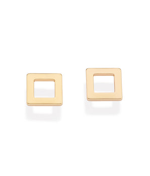 GOLD HOLLOW SQUARE STUD EARRINGS