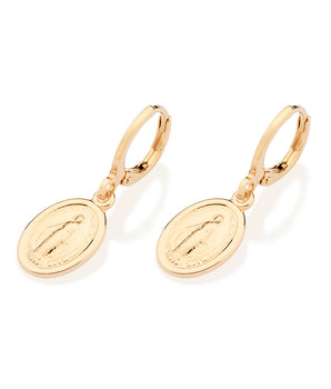 GOLD OUR LADY OF GRACE HUGGIE EARRINGS