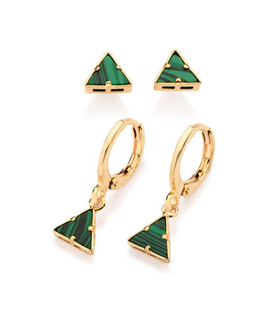 GOLD GREEN TRIANGLE EARRINGS KIT