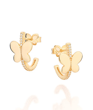 GOLD PAPILLON HUGGIE EARRINGS