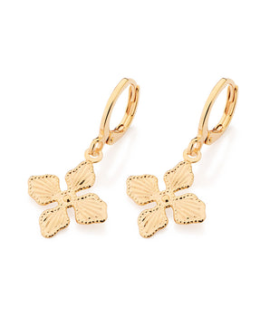 GOLD TWIN BLOOM HUGGIE EARRINGS