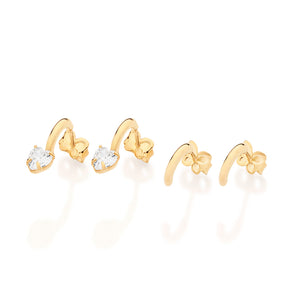 GOLD DIVINE LOVE HUGGIE EARRINGS SET