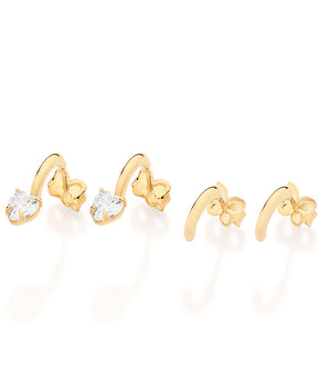 GOLD DIVINE LOVE HUGGIE EARRINGS SET
