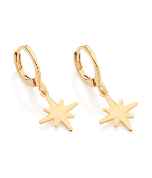 GOLD NORTH STAR HUGGIE EARRINGS