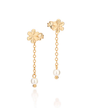 GOLD DAINTY FLOWER CHAIN EARRINGS