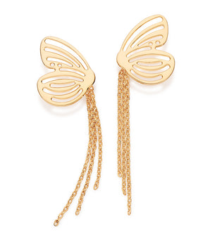 GOLD BUTTERFLY OF TIME FRINGE EARRINGS