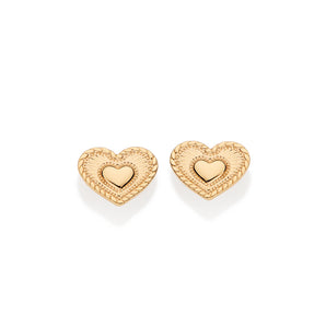 GOLD HERITAGE HEART STUD EARRINGS