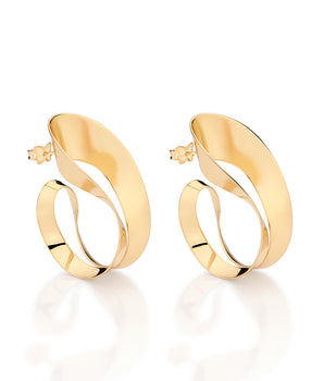 GOLD ABSTRACT PILLAR OF TIME HOOP EARRINGS