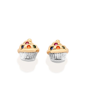 GOLD CUPCAKE STUD EARRINGS