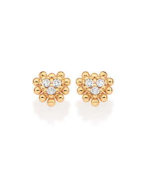 GOLD BRILLIANT HEART STUD EARRINGS