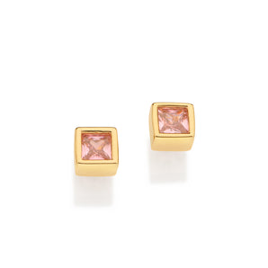 GOLD FOREVER SHINE STUD EARRINGS IN LIGHT PINK