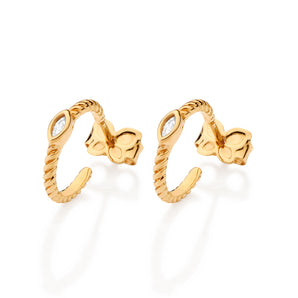 GOLD TWISTED ROMANCE HUGGIE EARRINGS