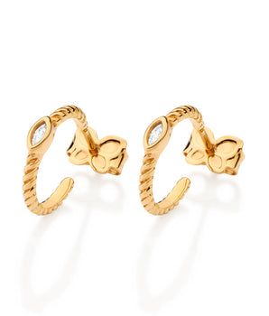 GOLD TWISTED ROMANCE HUGGIE EARRINGS