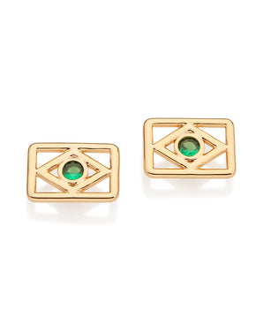 GOLD BRAZIL FLAG STUD EARRINGS