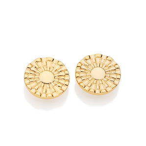 GOLD TRAMAS BUTTON EARRINGS