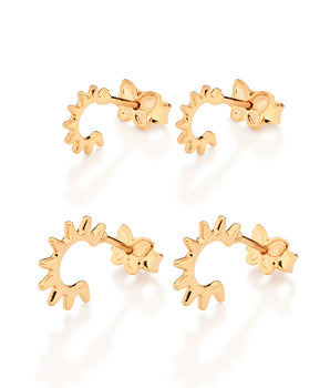 GOLD SUNRISE HUGGIE EARRINGS SET