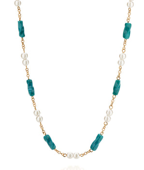 GOLD CHAIN WITH PEARL AND STONE
