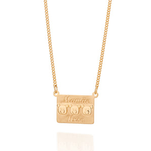 GOLD MAMA BEAR NECKLACE - 3 BEARS