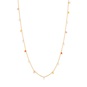 GOLD PLATED NECKLACE WITH DANGLING CRYSTALS