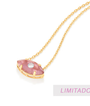 GOLD MODERN EVIL EYE NECKLACE IN PINK