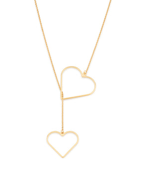 GOLD DOUBLE HEART Y-NECKLACE