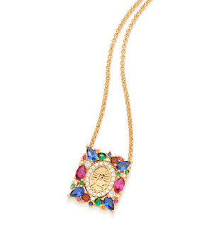 GOLD COLORFUL HEART OF JESUS NECKLACE