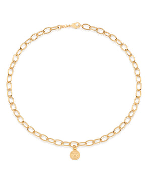 GOLD EVIL EYE LINK CHAIN NECKLACE