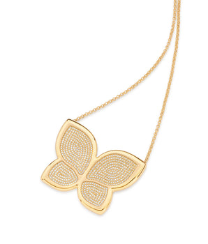 GOLD MAXI ROMMANEL BUTTERFLY NECKLACE IN WHITE
