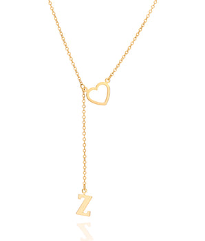 GOLD LETTER AND HEART Y NECKLACE