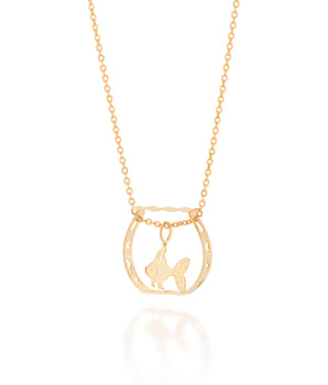 GOLD GOLDFISH BOWL NECKLACE