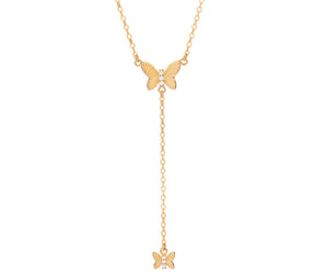 GOLD BUTTERFLY Y-TIE NECKLACE