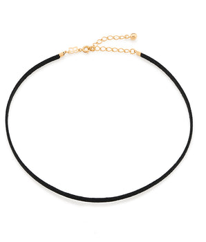GOLD PLATED SYNTHETIC LEATHER CHOKER NECKLACE