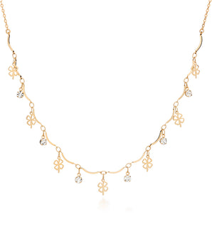 GOLD PLATED CLOVER CHOKER WITH CRYSTALS