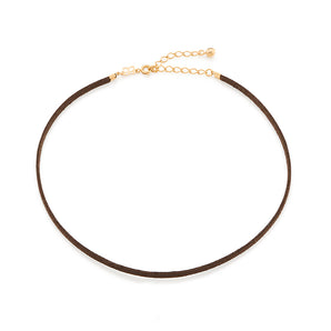 GOLD BROWN LEATHER CHOKER